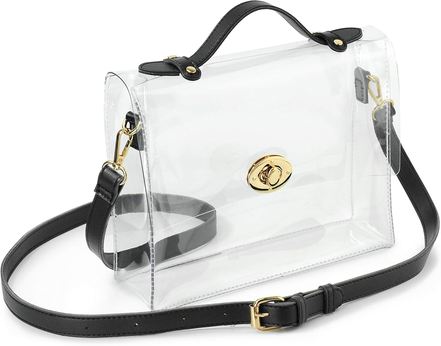 image:imageClear Bag with Turn Lock Closure Womens Cross Body Handbags Stadium ApprovedBlack