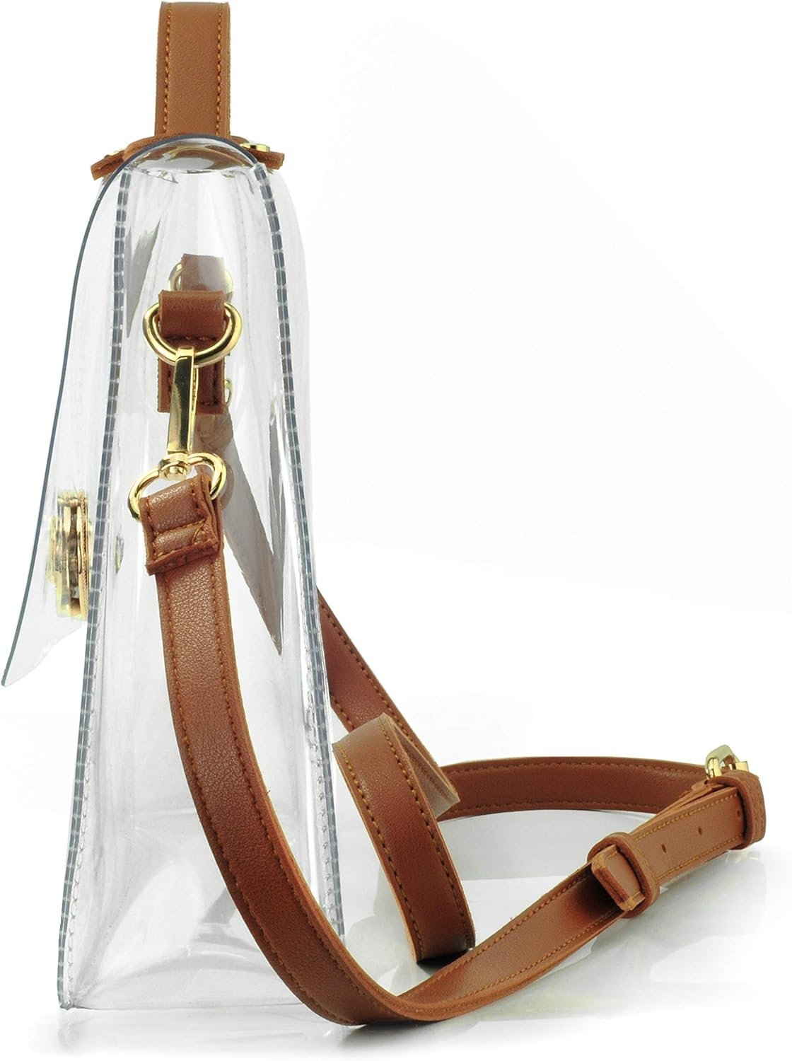 image:imageClear Bag with Turn Lock Closure Womens Cross Body Handbags Stadium ApprovedBrown