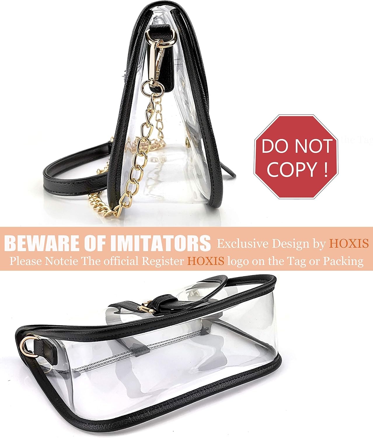 image:imageClear Saddle Cross Body Bag Women Chain Shoulder Handbag PurseBrown