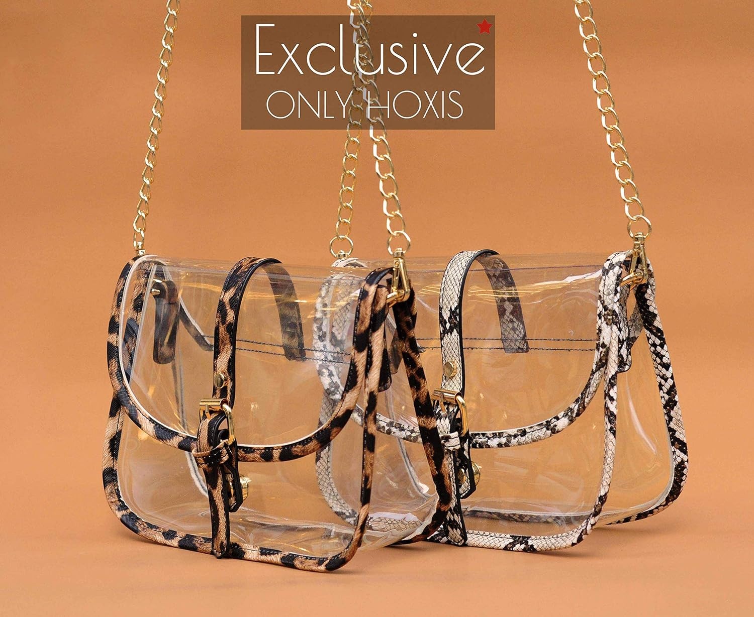 image:imageClear Saddle Cross Body Bag Women Chain Shoulder Handbag PurseLeopard Print