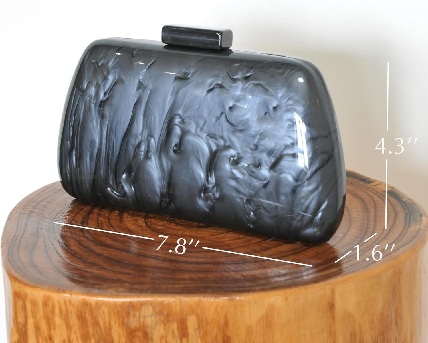 image:imageHOXIS Acrylic Evening Clutch Bag with Detachable Chain Strap Womens Marble Purse for Wedding Cocktail Prom PartyBlackgray