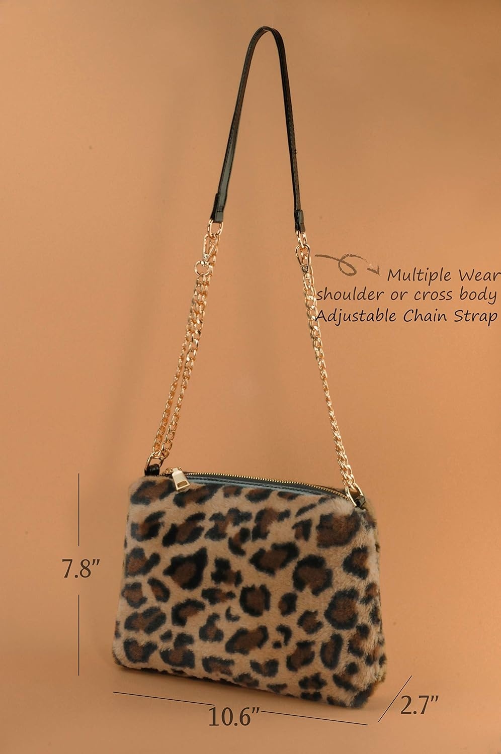 image:imageHOXIS Faux Fur Furry Crossbody Shoulder Handbag Clutch Purse