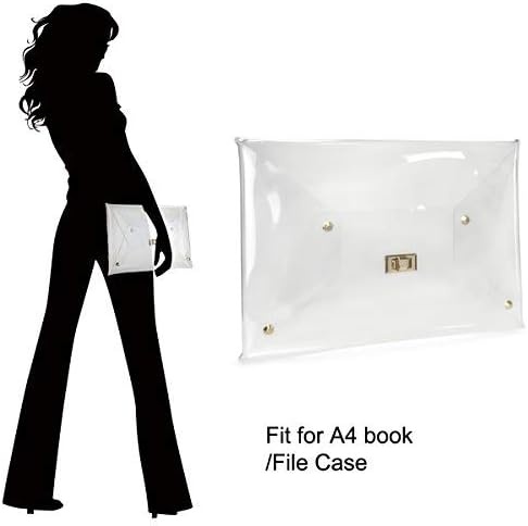 image:imageHOXIS Large Size PVC Clear Envelope Clutch Gold Chain Crossbody Bag Womens PurseClear
