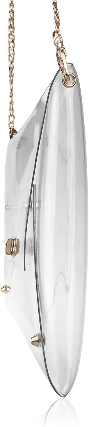 image:imageHOXIS Large Size PVC Clear Envelope Clutch Gold Chain Crossbody Bag Womens PurseClear