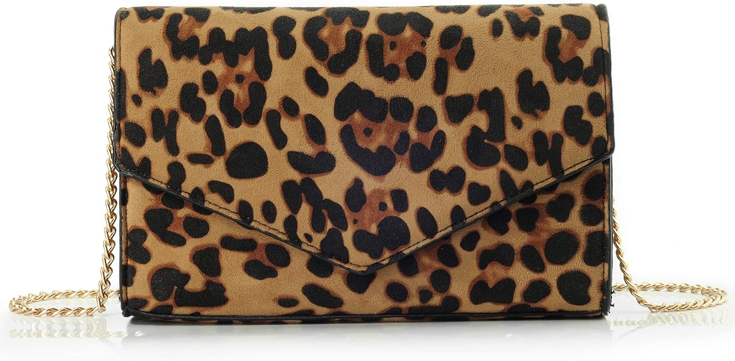 image:imageHOXIS Leopard Print Envelope Evening Clutch Women Chain Shoulder BagBrown Leopard Print