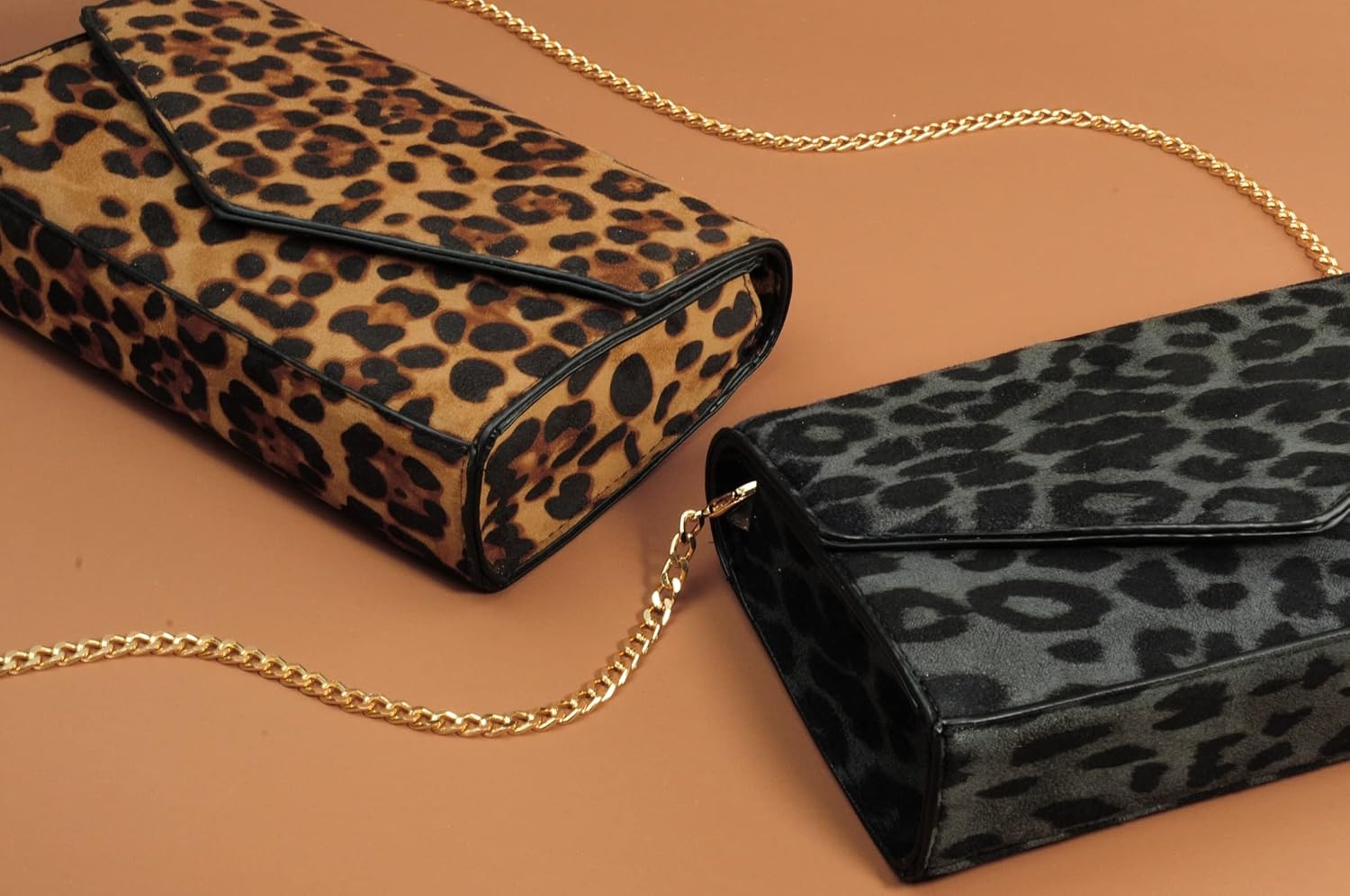 image:imageHOXIS Leopard Print Envelope Evening Clutch Women Chain Shoulder BagBrown Leopard Print