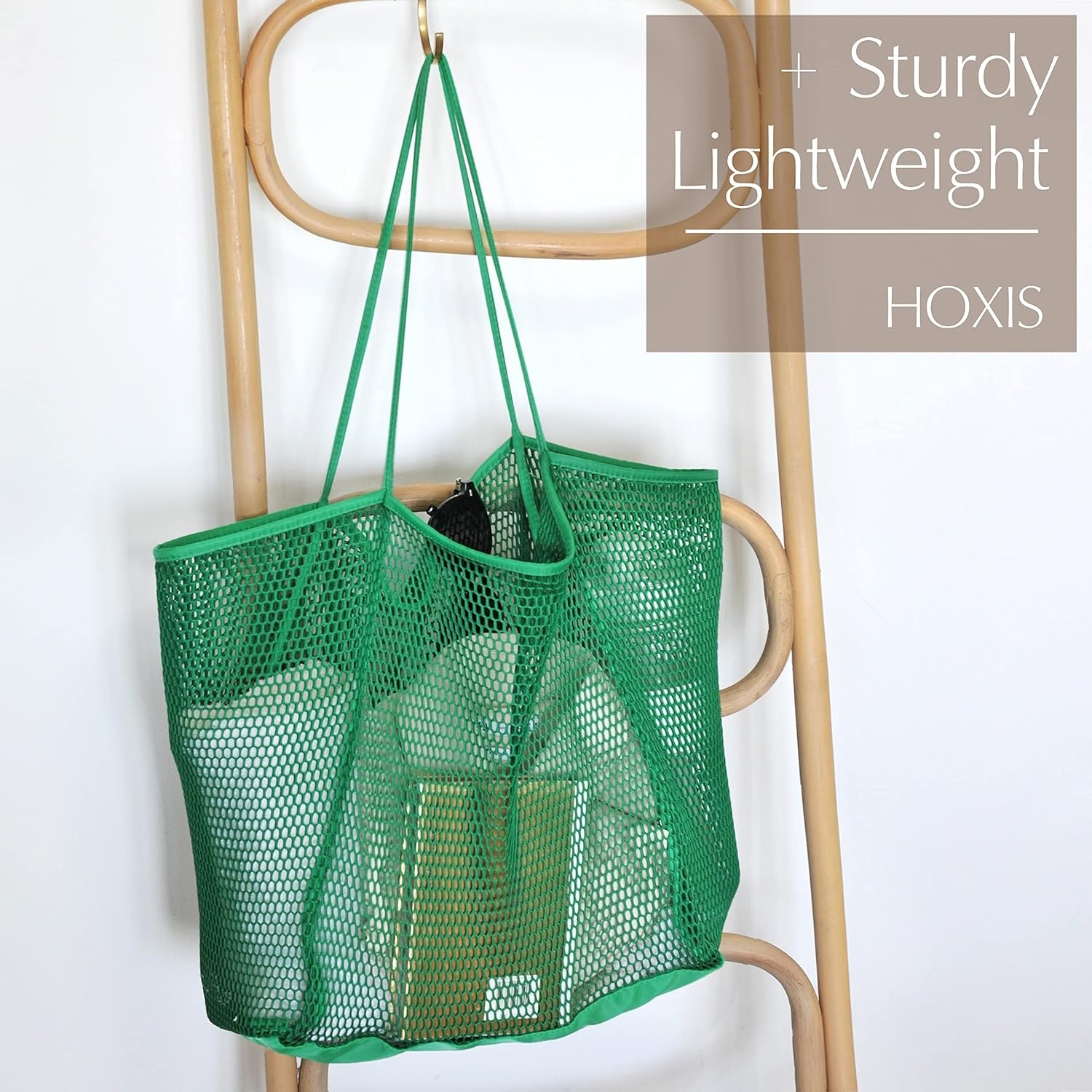 image:imageHOXIS Mesh Beach Tote Womens Shoulder HandbagGreen