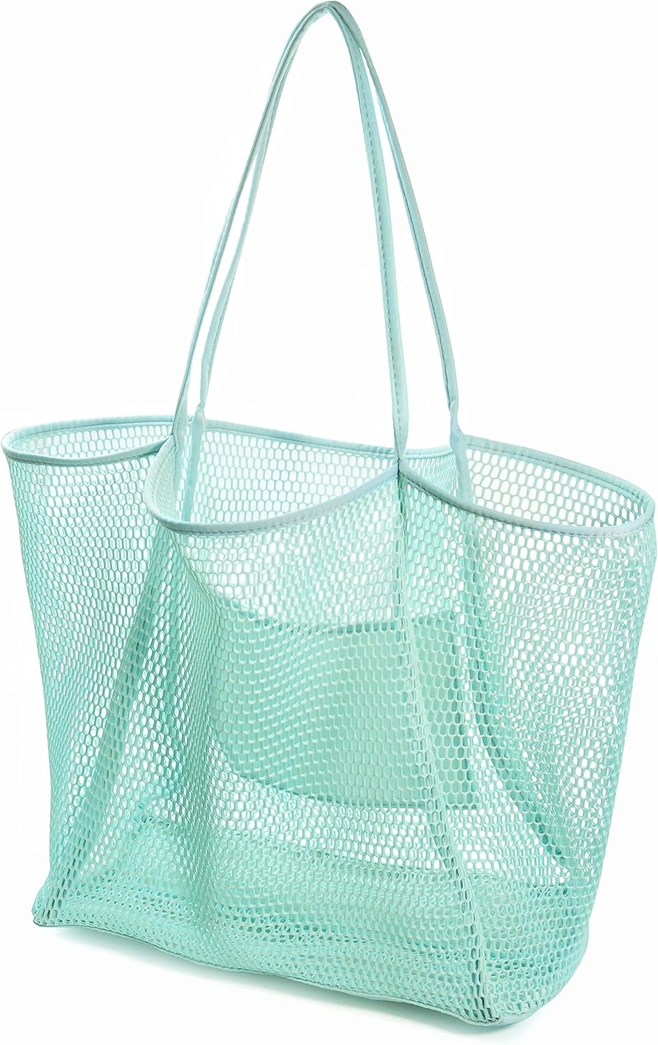image:imageHOXIS Mesh Beach Tote Womens Shoulder HandbagIce Blue