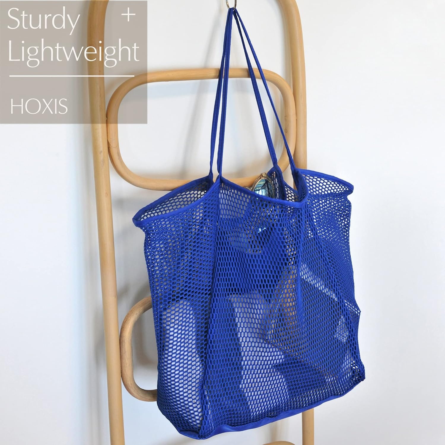 image:imageHOXIS Mesh Beach Tote Womens Shoulder HandbagKlein Blue