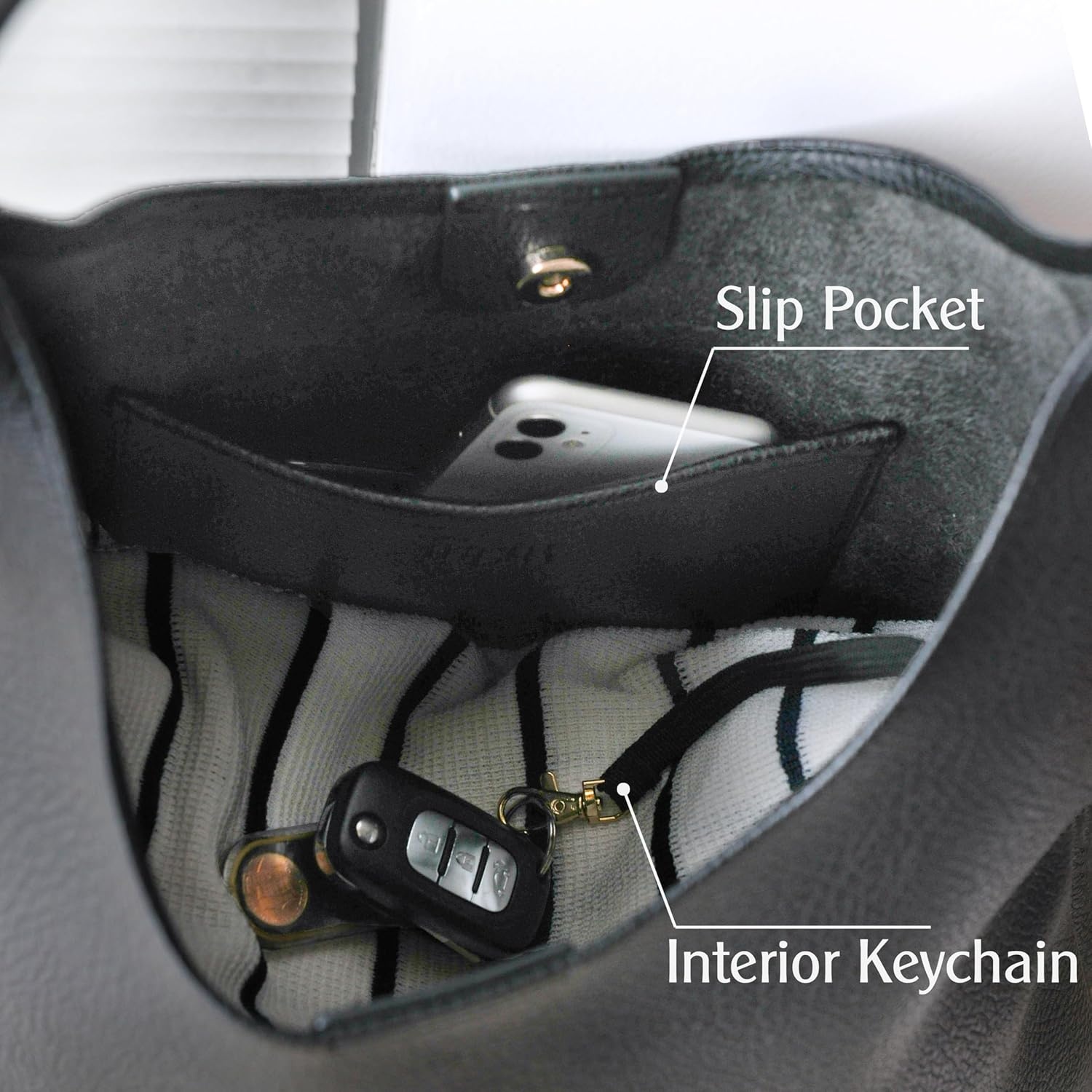 image:imageHobo Bags for Women Soft Vegan Leather Shoulder Handbag Slouchy Tote PursesBlack