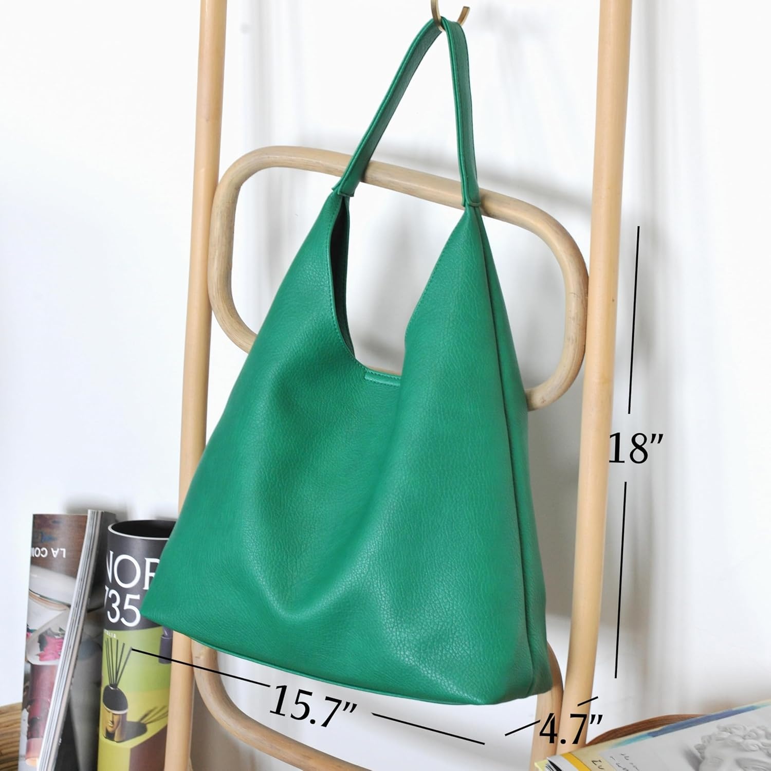 image:imageHobo Bags for Women Soft Vegan Leather Shoulder Handbag Slouchy Tote PursesGreen