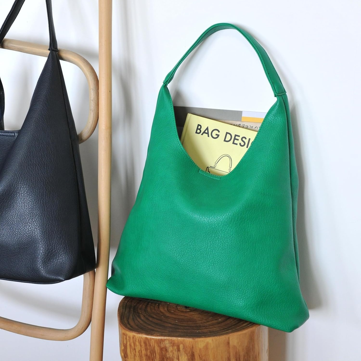 image:imageHobo Bags for Women Soft Vegan Leather Shoulder Handbag Slouchy Tote PursesGreen