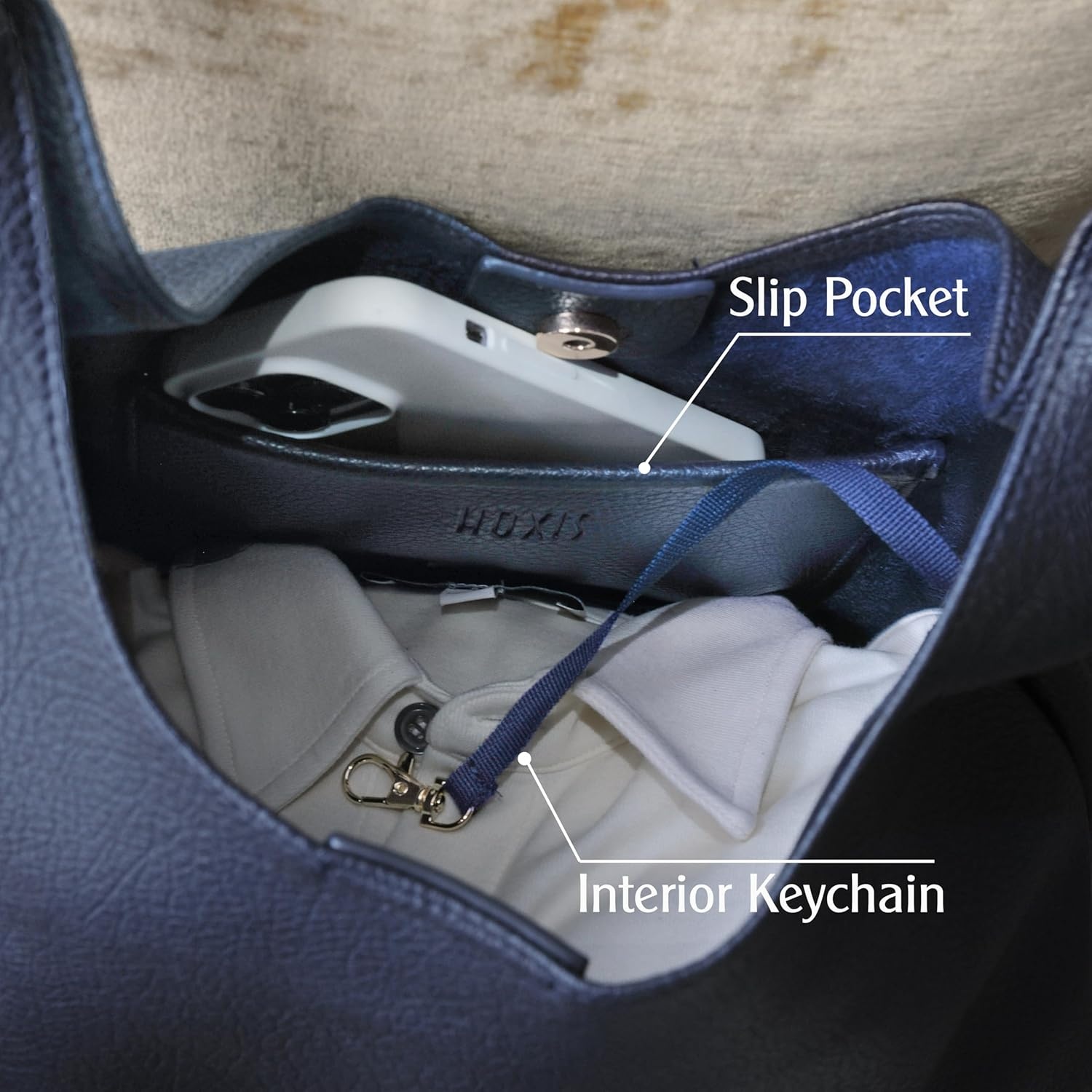 image:imageHobo Bags for Women Soft Vegan Leather Shoulder Handbag Slouchy Tote PursesNavy Blue