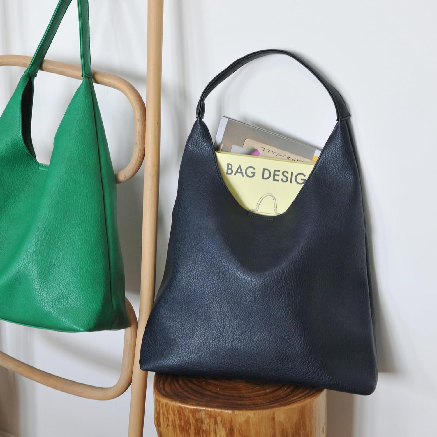 image:imageHobo Bags for Women Soft Vegan Leather Shoulder Handbag Slouchy Tote PursesNavy Blue