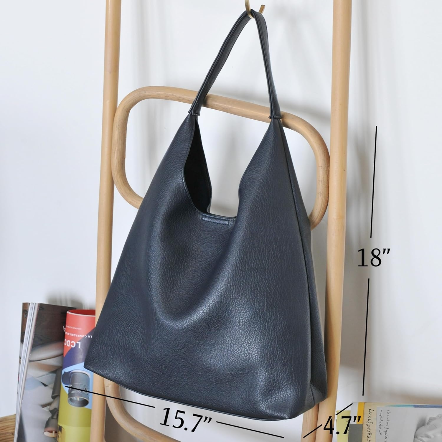 image:imageHobo Bags for Women Soft Vegan Leather Shoulder Handbag Slouchy Tote PursesNavy Blue