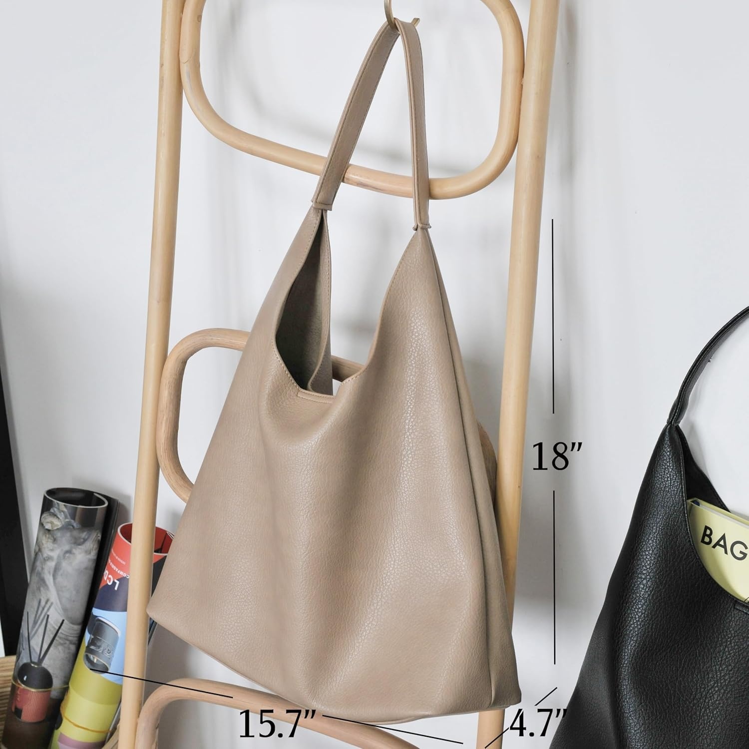 image:imageHobo Bags for Women Soft Vegan Leather Shoulder Handbag Slouchy Tote PursesNude