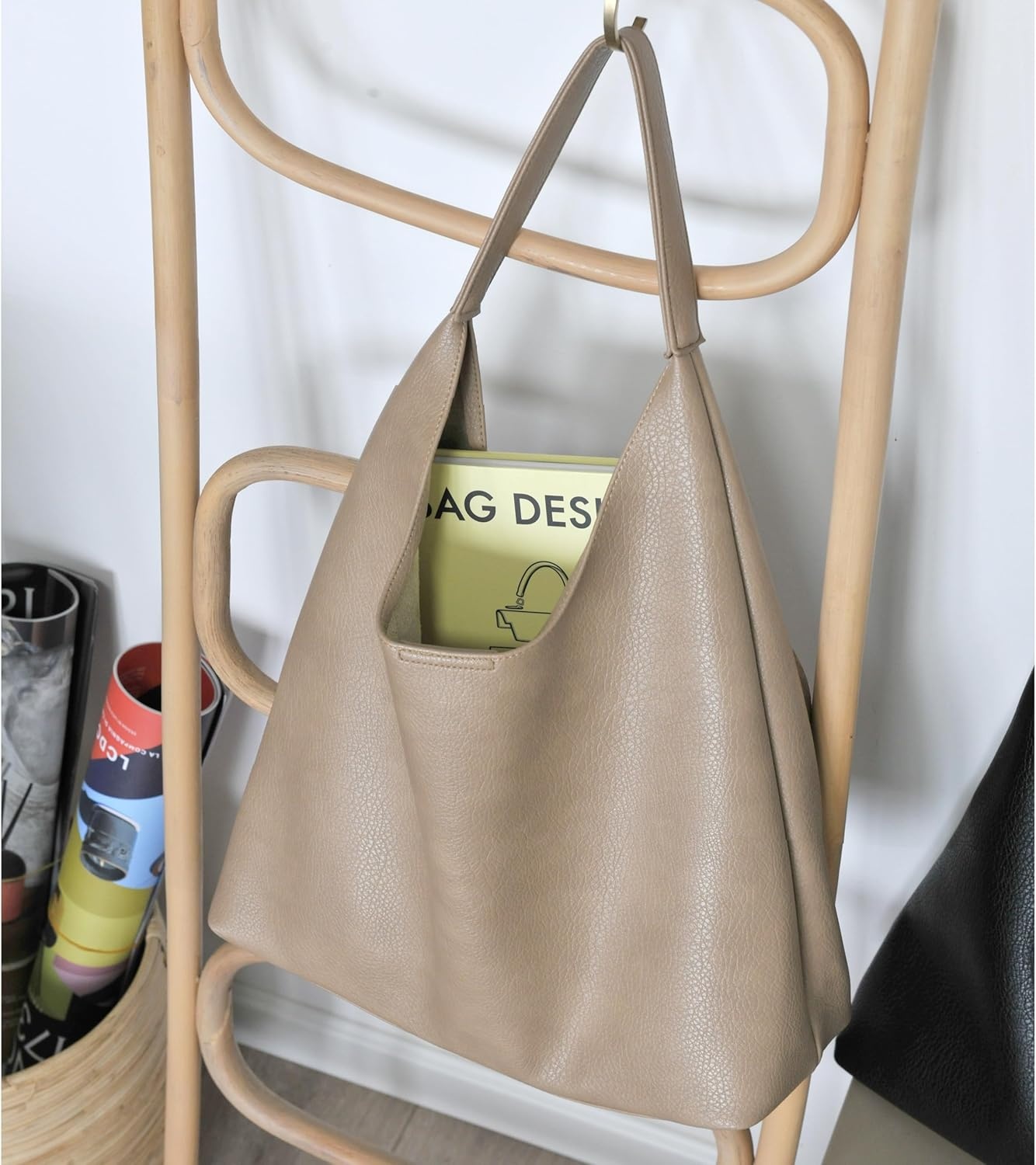 image:imageHobo Bags for Women Soft Vegan Leather Shoulder Handbag Slouchy Tote PursesNude