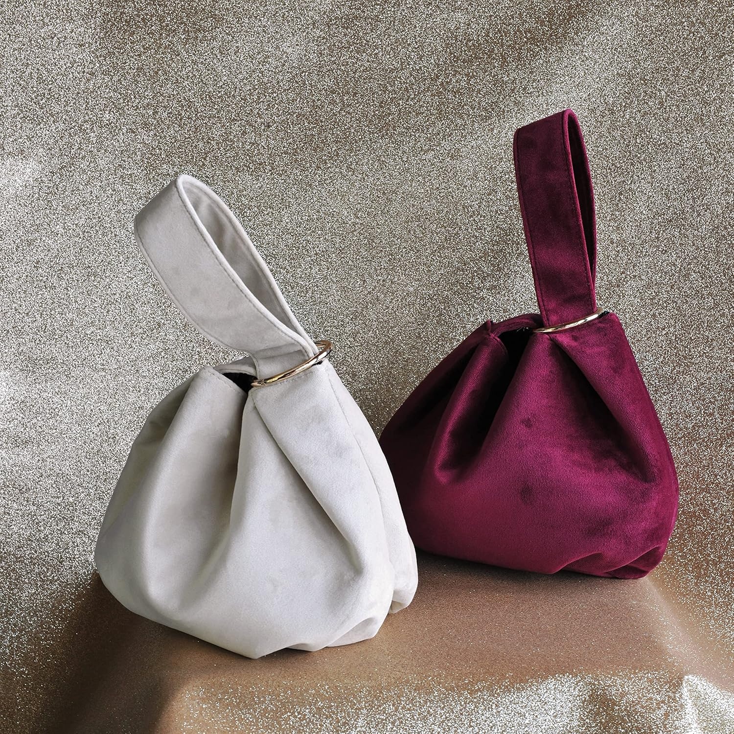 image:imageWomen Clutch Velvet Top Handle Bag Wristlet Small Tote PurseBeige