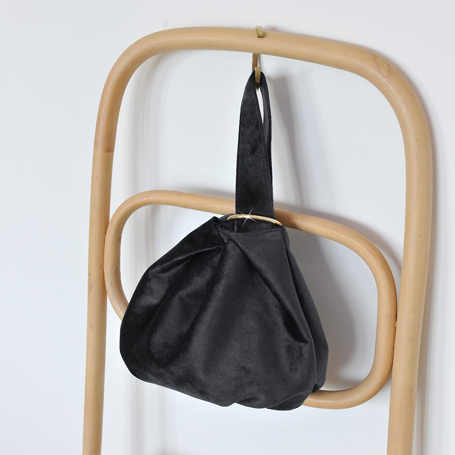 image:imageWomen Clutch Velvet Top Handle Bag Wristlet Small Tote PurseBlack