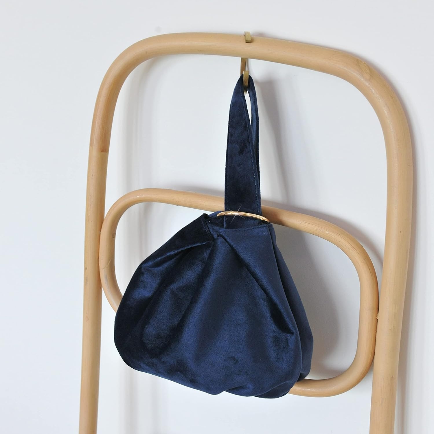 image:imageWomen Clutch Velvet Top Handle Bag Wristlet Small Tote PurseDark Blue