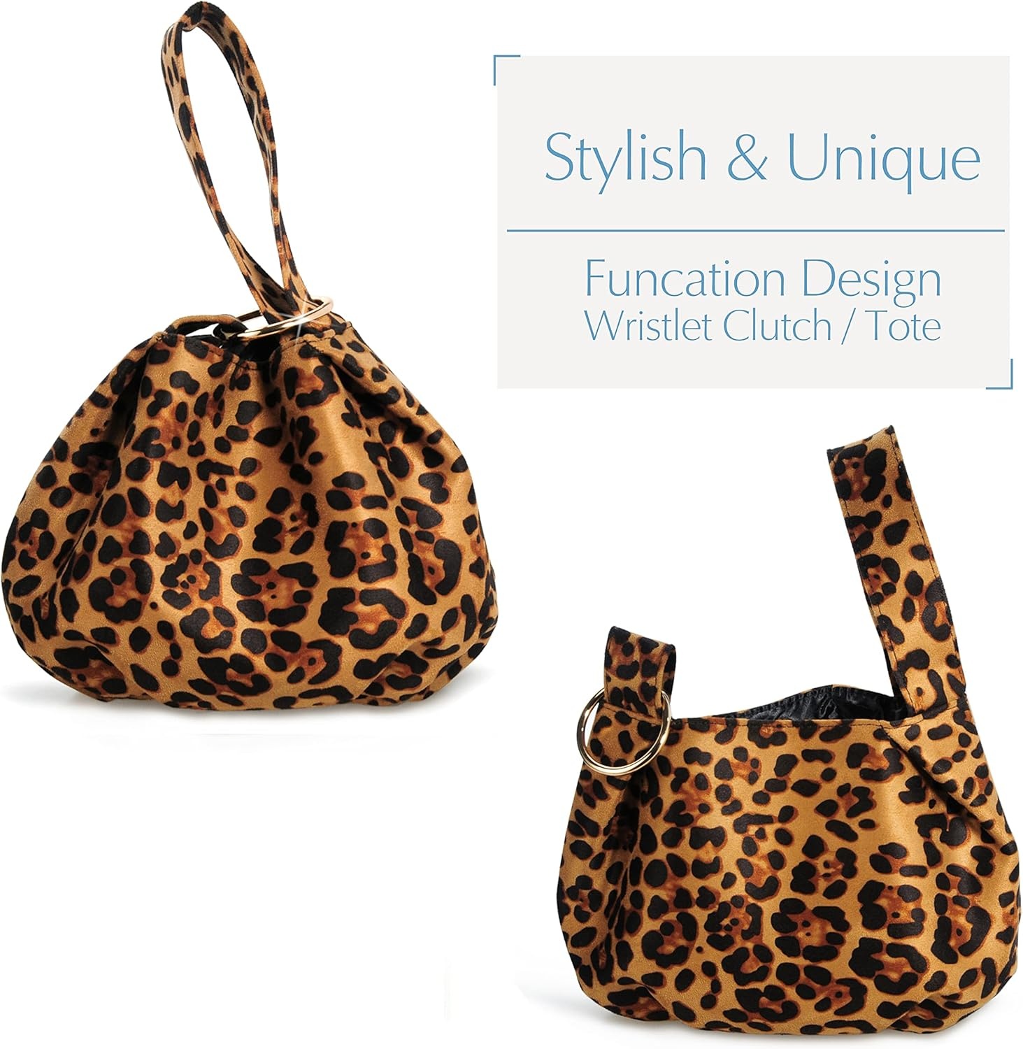 image:imageWomen Clutch Velvet Top Handle Bag Wristlet Small Tote PurseLeopard