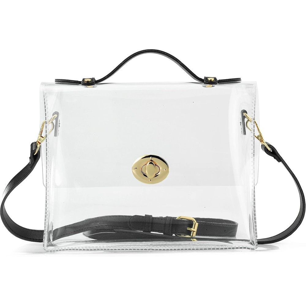 image:imageClear Bag with Turn Lock Closure Womens Cross Body Handbags Stadium ApprovedBlack