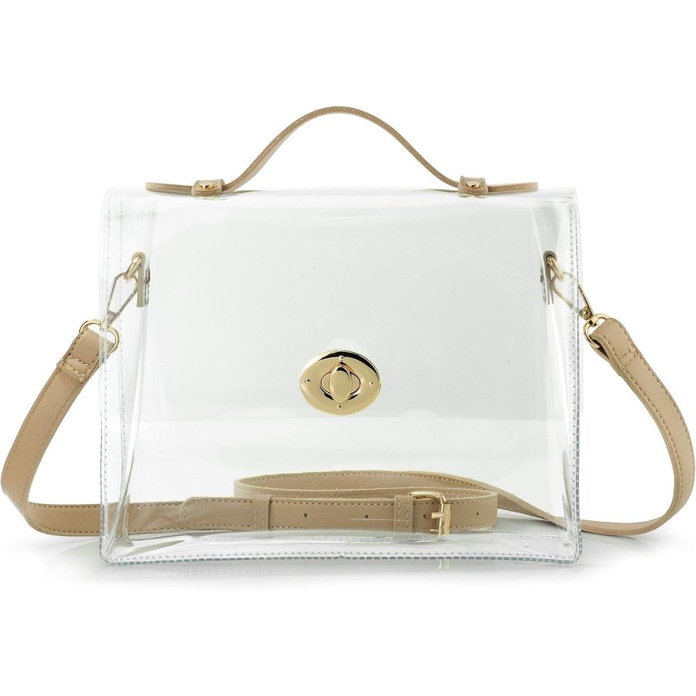image:imageClear Bag with Turn Lock Closure Womens Cross Body Handbags Stadium ApprovedNude