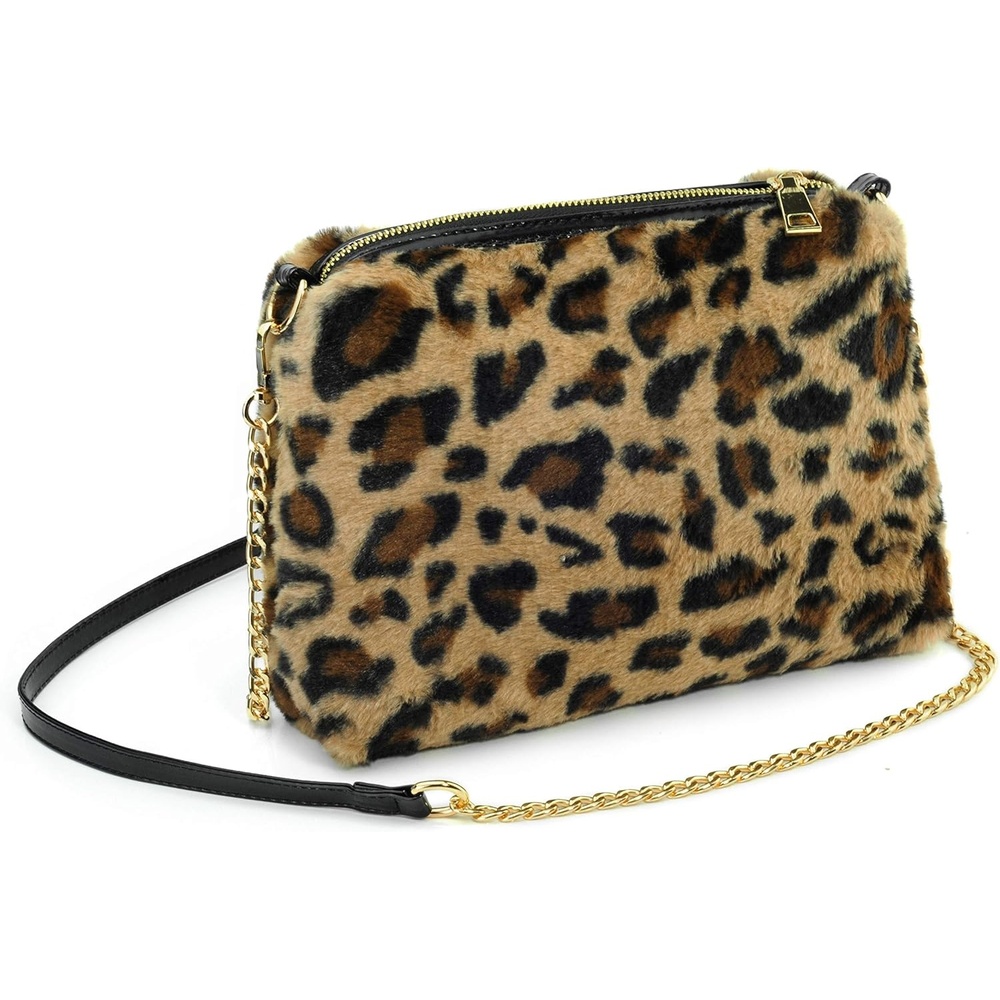 image:imageHOXIS Faux Fur Furry Crossbody Shoulder Handbag Clutch Purse