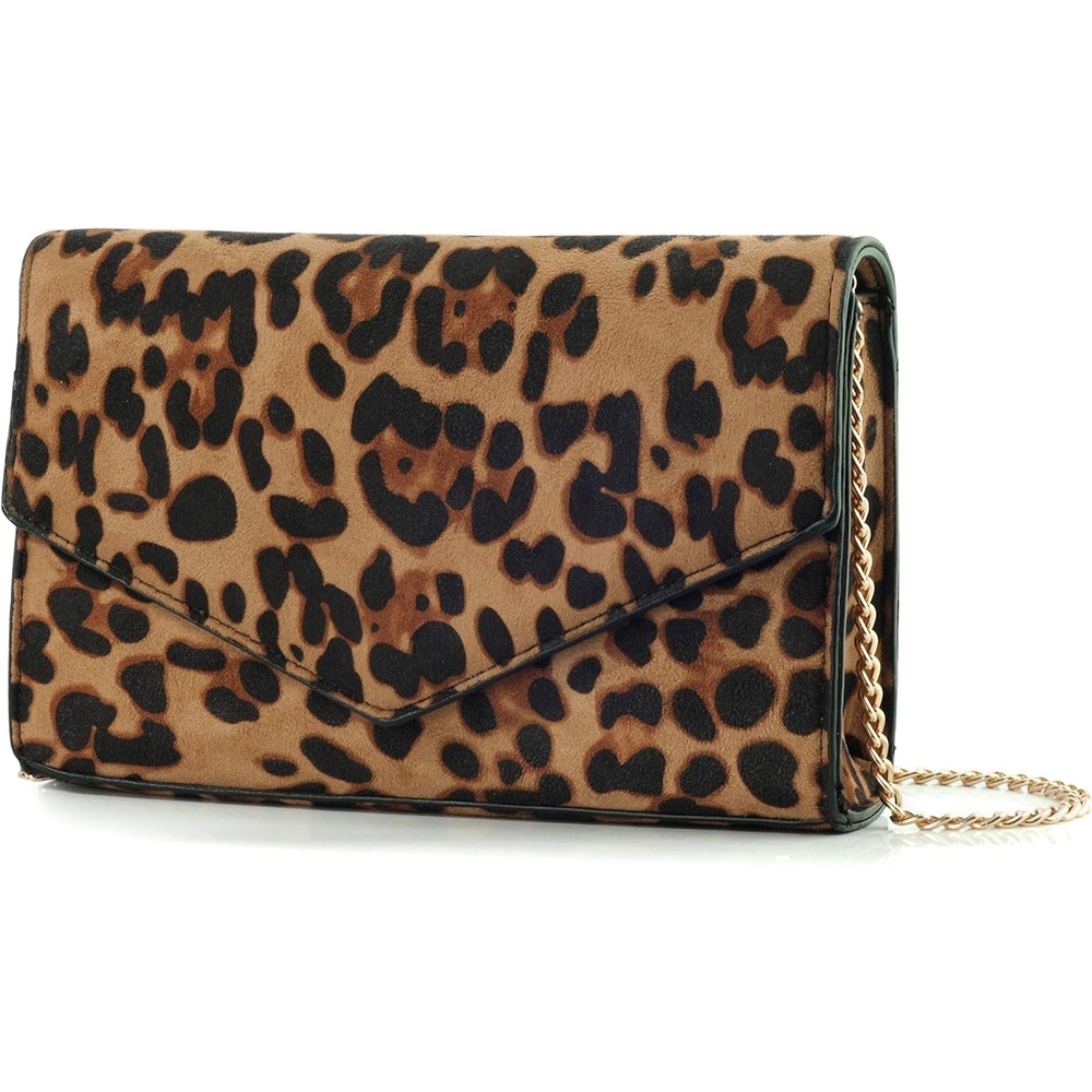 image:imageHOXIS Leopard Print Envelope Evening Clutch Women Chain Shoulder BagBrown Leopard Print