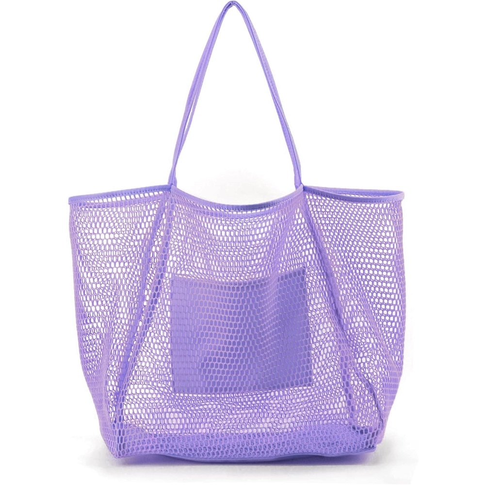 image:imageHOXIS Mesh Beach Tote Womens Shoulder HandbagLavender