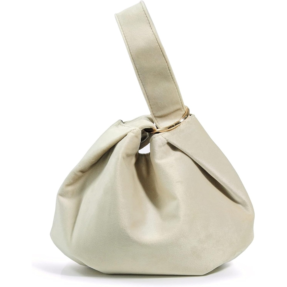 image:imageWomen Clutch Velvet Top Handle Bag Wristlet Small Tote PurseBeige