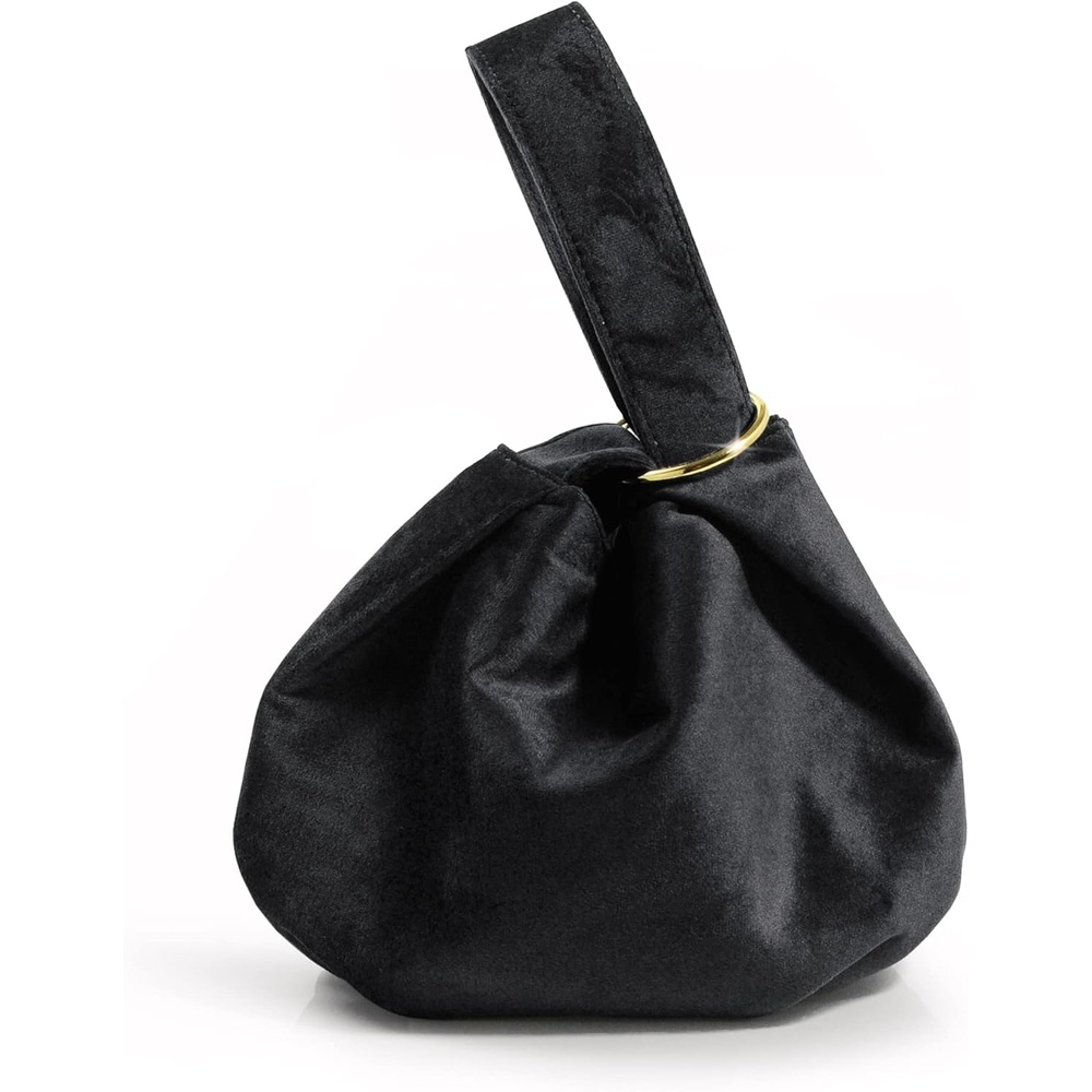 image:imageWomen Clutch Velvet Top Handle Bag Wristlet Small Tote PurseBlack