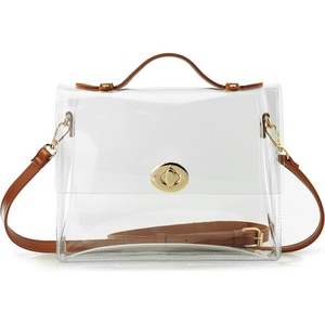 image:imageClear Bag with Turn Lock Closure Womens Cross Body Handbags Stadium ApprovedBrown