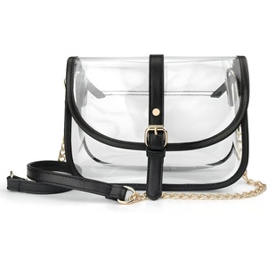 image:imageClear Saddle Cross Body Bag Women Chain Shoulder Handbag PurseBlack