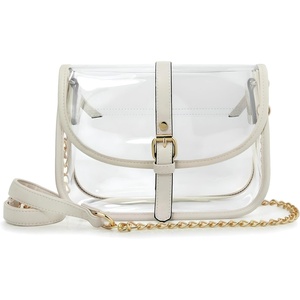 image:imageClear Saddle Cross Body Bag Women Chain Shoulder Handbag PurseIvory