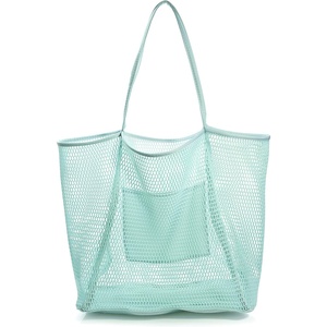 image:imageHOXIS Mesh Beach Tote Womens Shoulder HandbagIce Blue