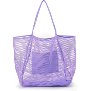 image:imageHOXIS Mesh Beach Tote Womens Shoulder HandbagLavender