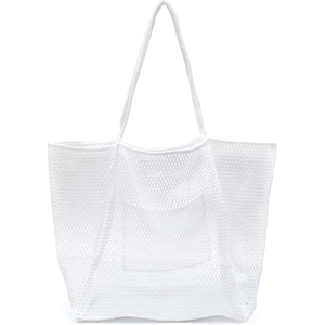 image:imageHOXIS Mesh Beach Tote Womens Shoulder HandbagNew White
