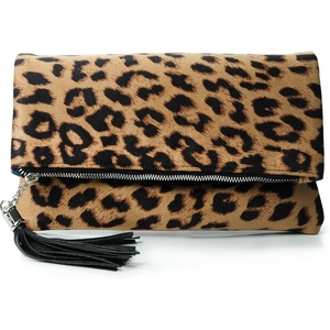 image:imageLeopard Zipper Foldover Clutch Envelope Purse Women Cross body Bag with Chain StrapLeopard