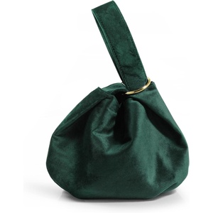 image:imageWomen Clutch Velvet Top Handle Bag Wristlet Small Tote PurseDark Green