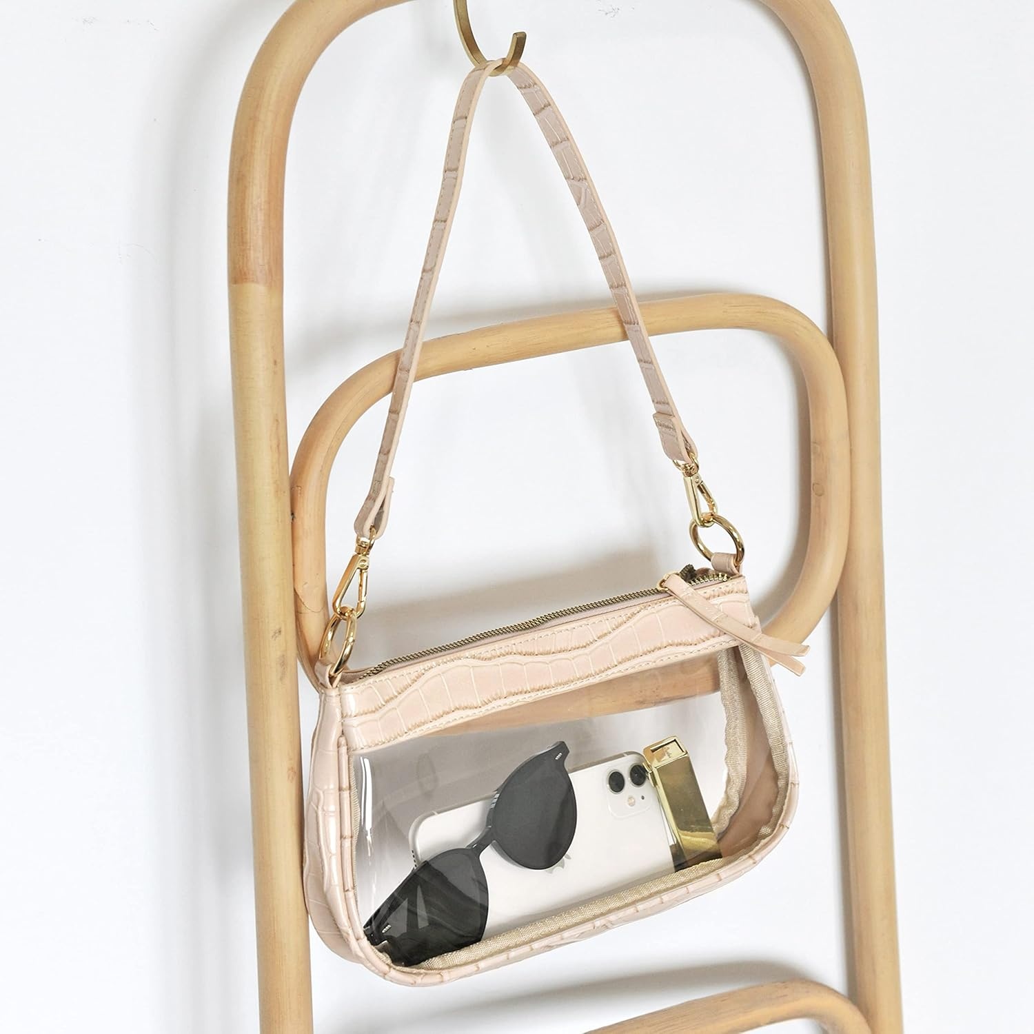 image:imageClear Shoulder Handbag PVC Classic 90s Purse Women Vegan Leather Crocodile Crossbody BagBeige