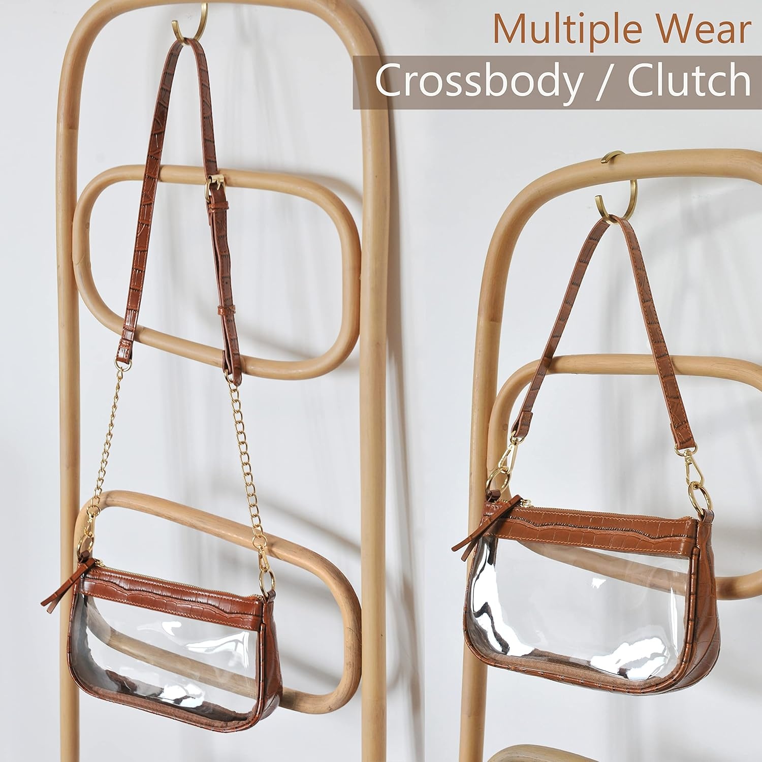 image:imageClear Shoulder Handbag PVC Classic 90s Purse Women Vegan Leather Crocodile Crossbody BagBrown