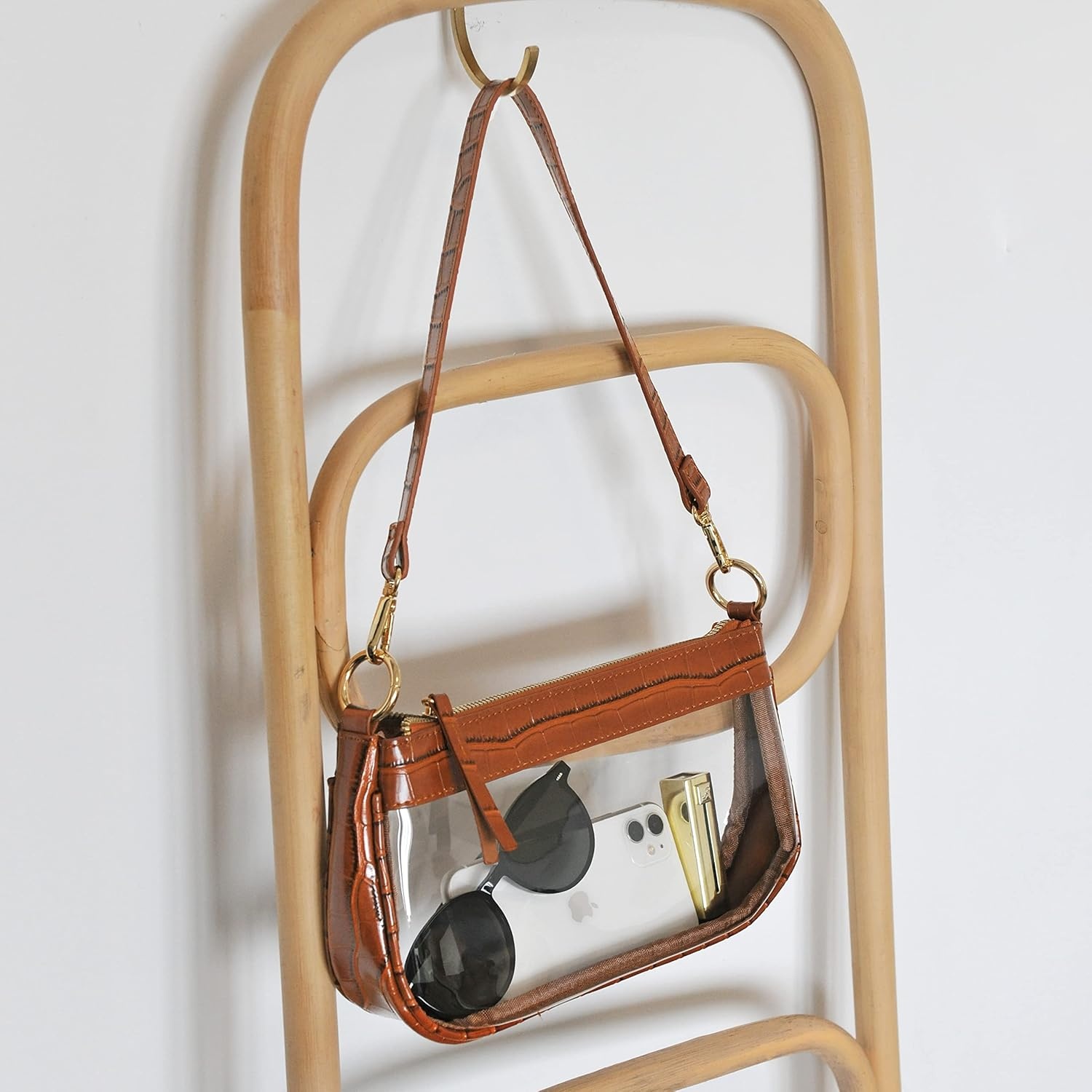 image:imageClear Shoulder Handbag PVC Classic 90s Purse Women Vegan Leather Crocodile Crossbody BagBrown