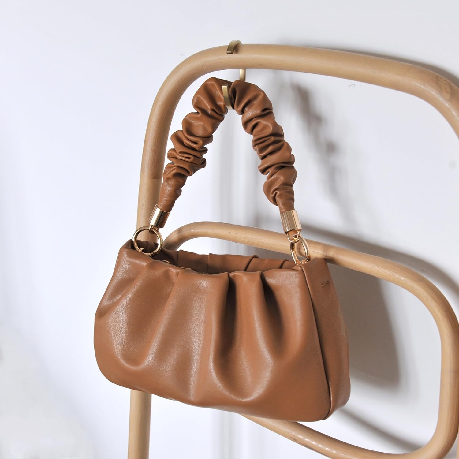 image:imageCloud Pouch Bag Women Shoulder Handbag Soft Vegan Leather Vintage Hobo Chain Cross body BagCamel