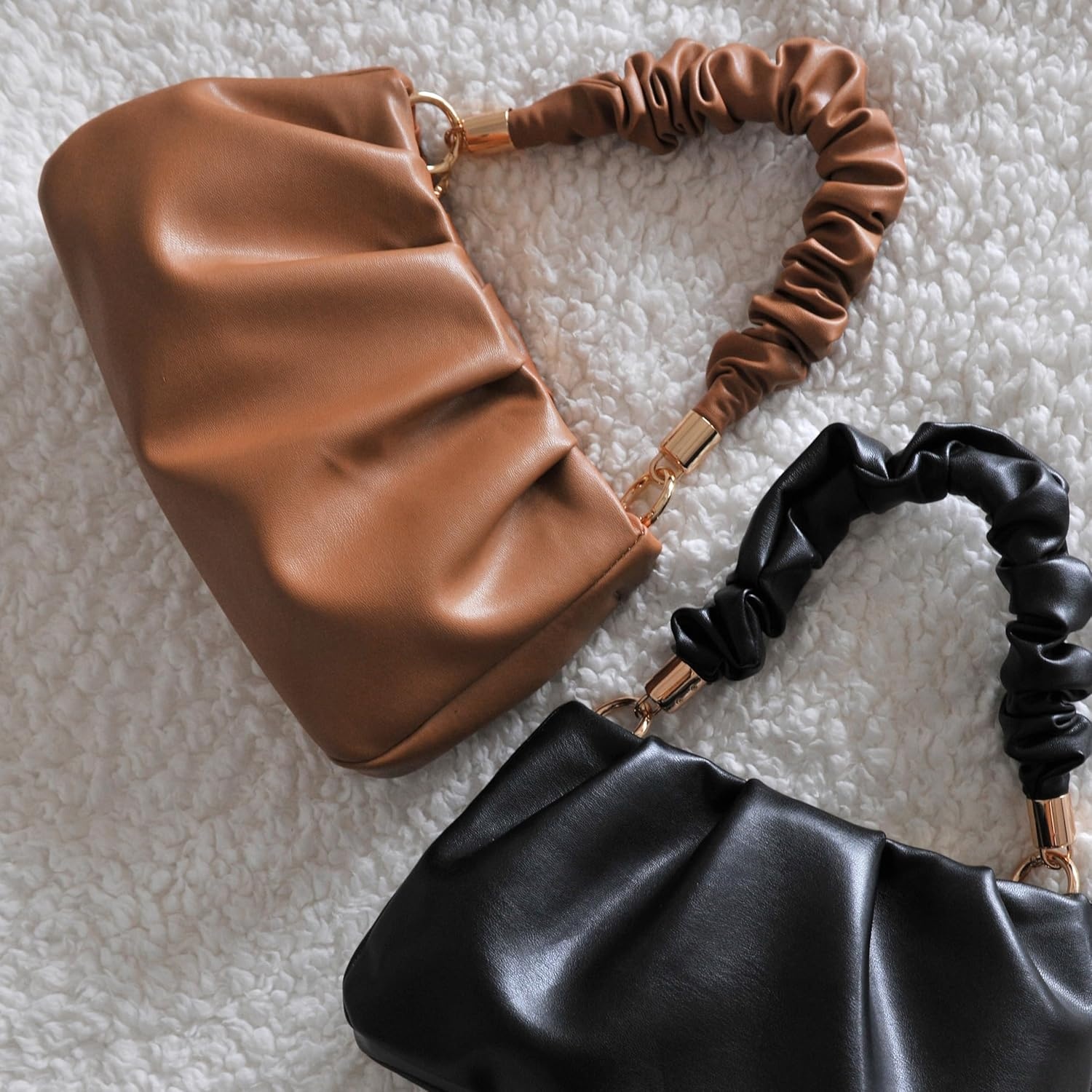 image:imageCloud Pouch Bag Women Shoulder Handbag Soft Vegan Leather Vintage Hobo Chain Cross body BagCamel