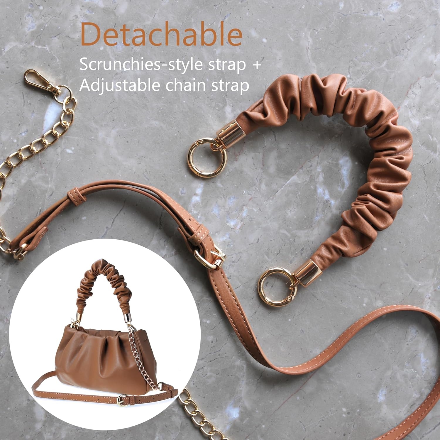 image:imageCloud Pouch Bag Women Shoulder Handbag Soft Vegan Leather Vintage Hobo Chain Cross body BagCamel