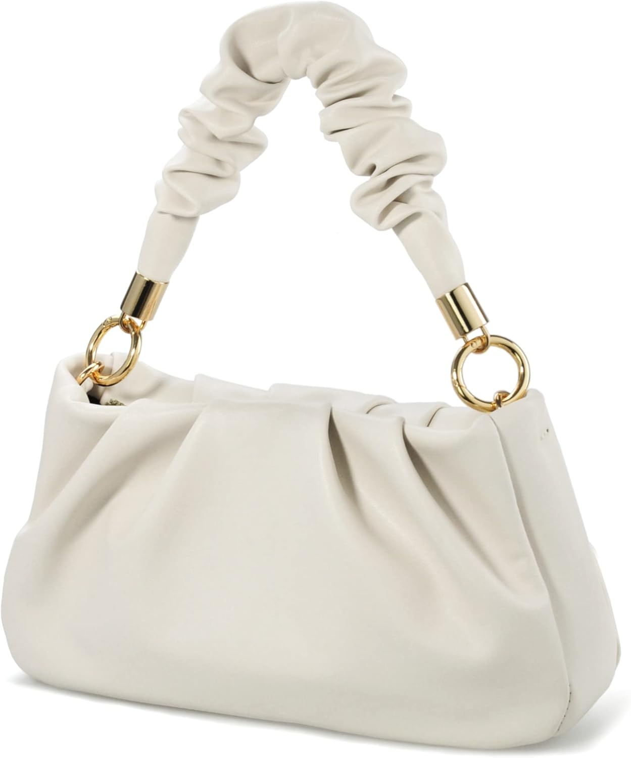 image:imageCloud Pouch Bag Women Shoulder Handbag Soft Vegan Leather Vintage Hobo Chain Cross body BagIvory