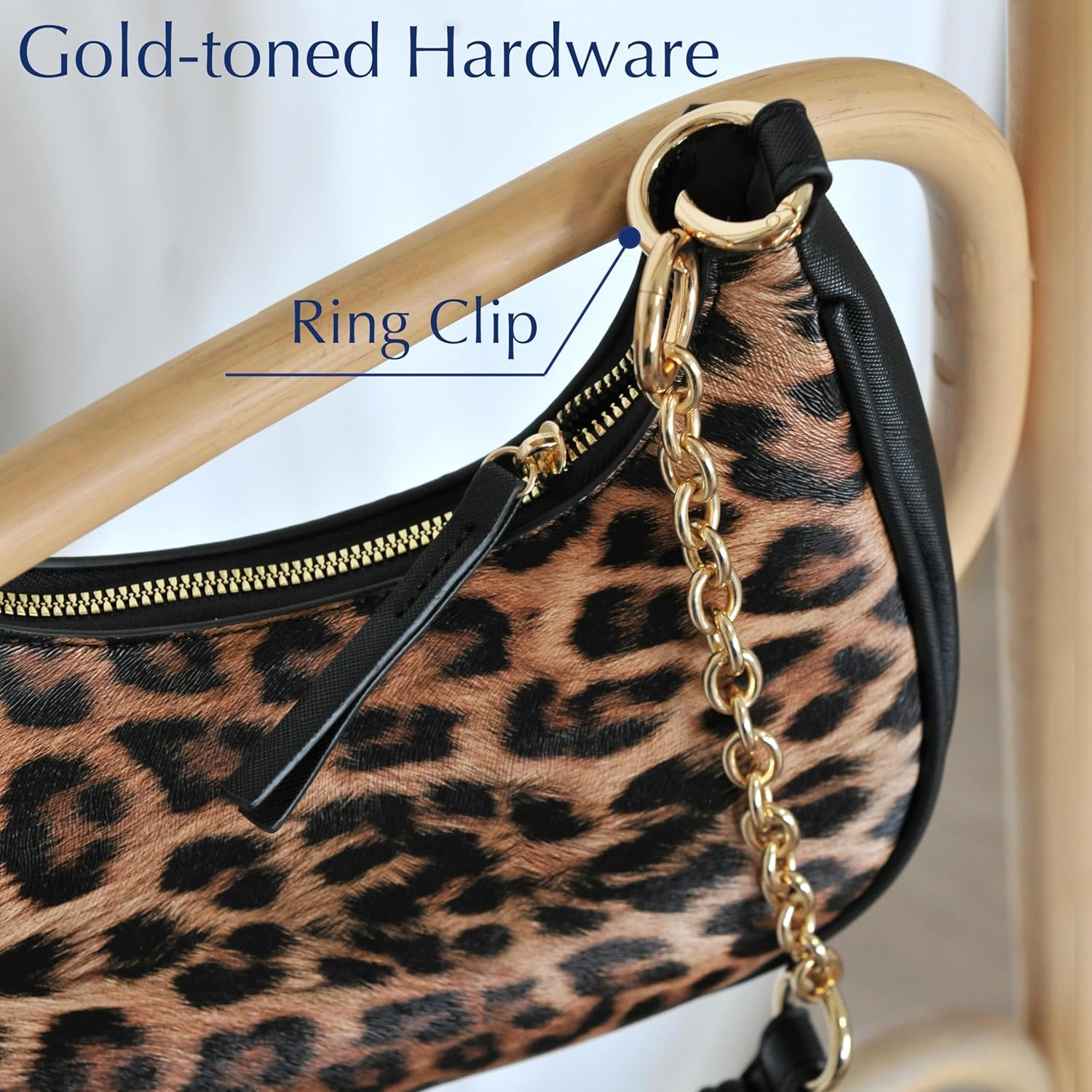 image:imageCrescent Shoulder Bag for Women Leopard Print Vegan Leather Crossbody with Chain Strap Underarm PurseLeopard Printbrown