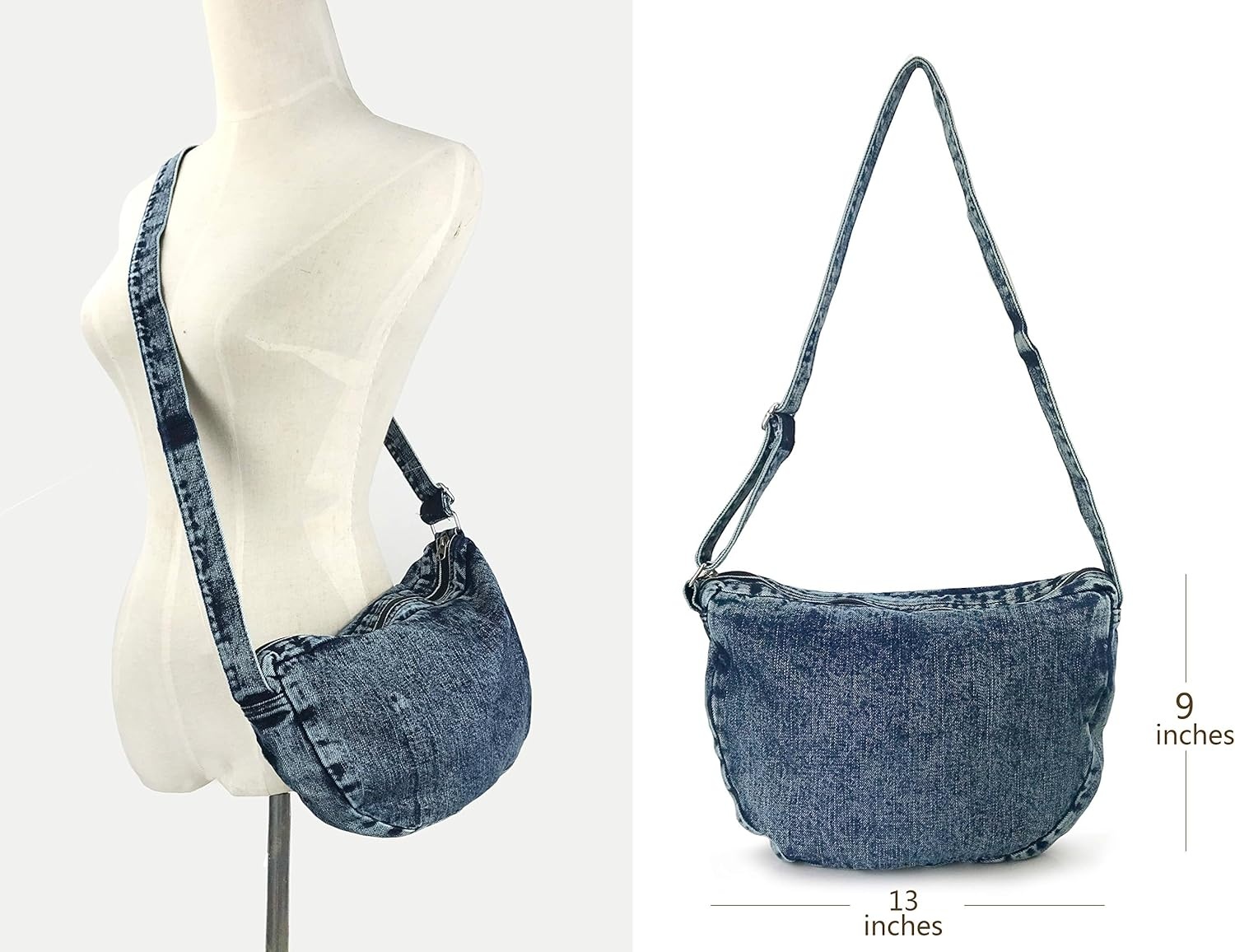 image:imageDenim Indigo Hobo Cross Body Bag Womens Shoulder BagIndigo