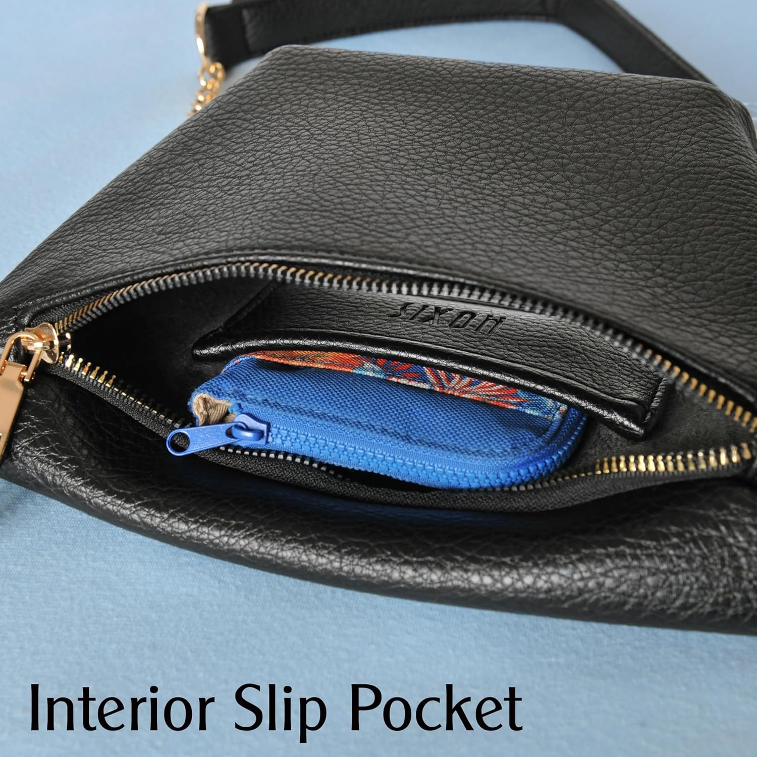 image:imageFanny Pack for Women Vegan Leather Cross body Chain Belt Purse Chest Bag Bum Hip Waist Pack for Travel Outdoor Hiking Black